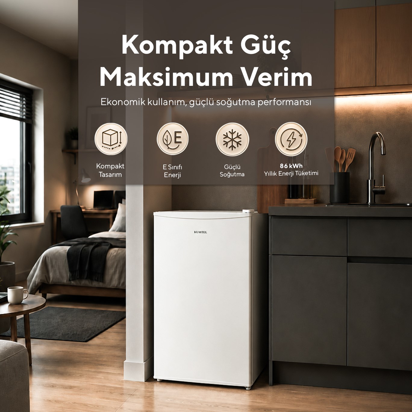 KUMTEL 93L Beyaz Büro Tipi Buzdolabı HMB-110