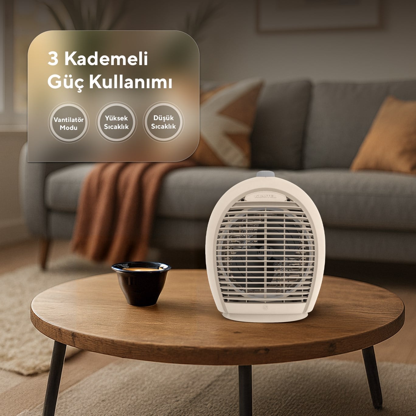 Kumtel Bej Fanlı Isıtıcı 2000 W LX - 6331 