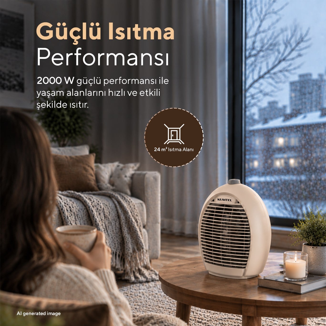 Kumtel Bej Fanlı Isıtıcı 2000 W LX - 6331 