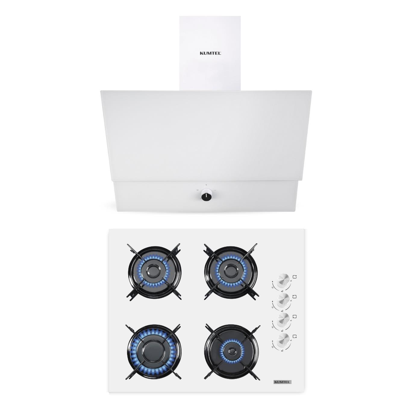 Kumtel Beyaz 2li Ankastre Cam Set (Ocak-Davlumbaz)