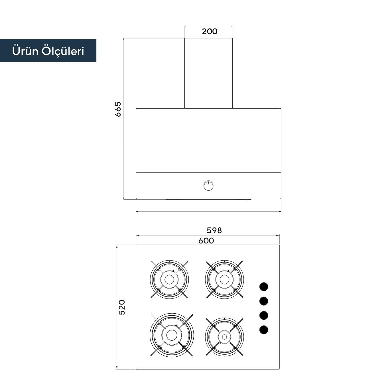 Kumtel Beyaz 2li Ankastre Cam Set (Ocak-Davlumbaz)
