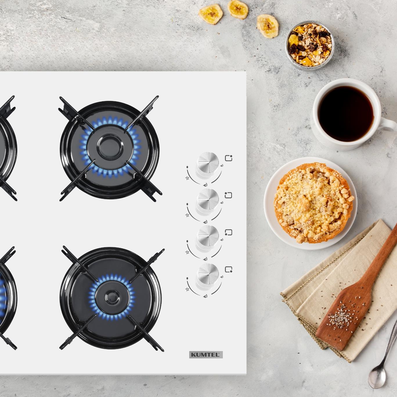 Kumtel Beyaz Cam Ankastre Ocak KO-40 TAHDF