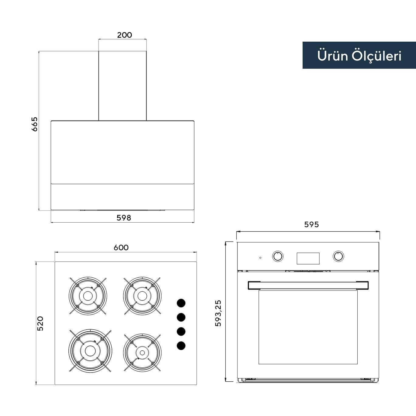 Kumtel Beyaz Cam Digital / Dokunmatik Ankastre Set - 8 Prog