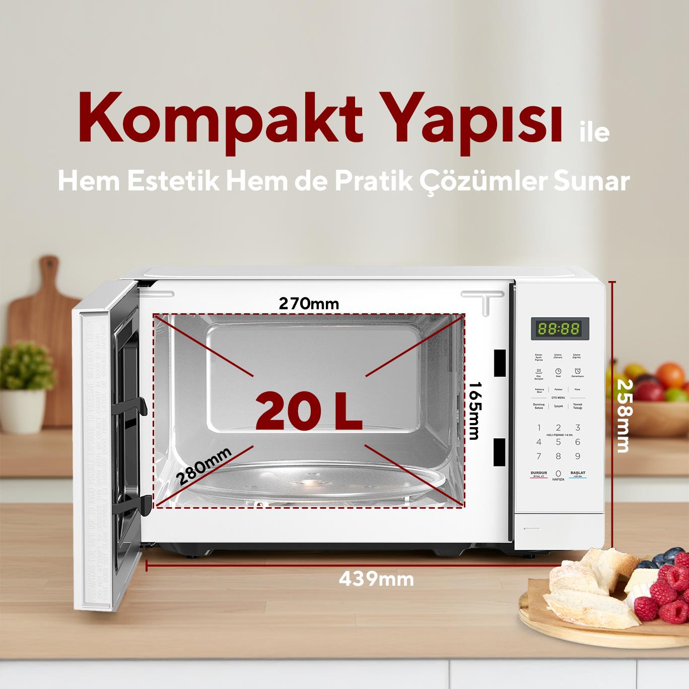 Kumtel Beyaz Dijital Mikrodalga Fırın HM-11