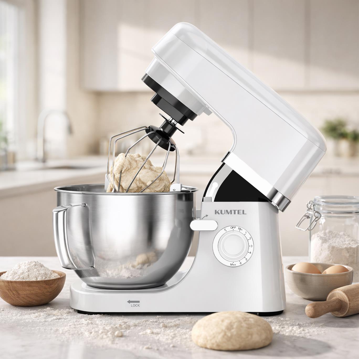 Kumtel Beyaz Hamur Yoğurma 1800Watt 4.5Lt Dondurma Yapma Aprt. SM-02