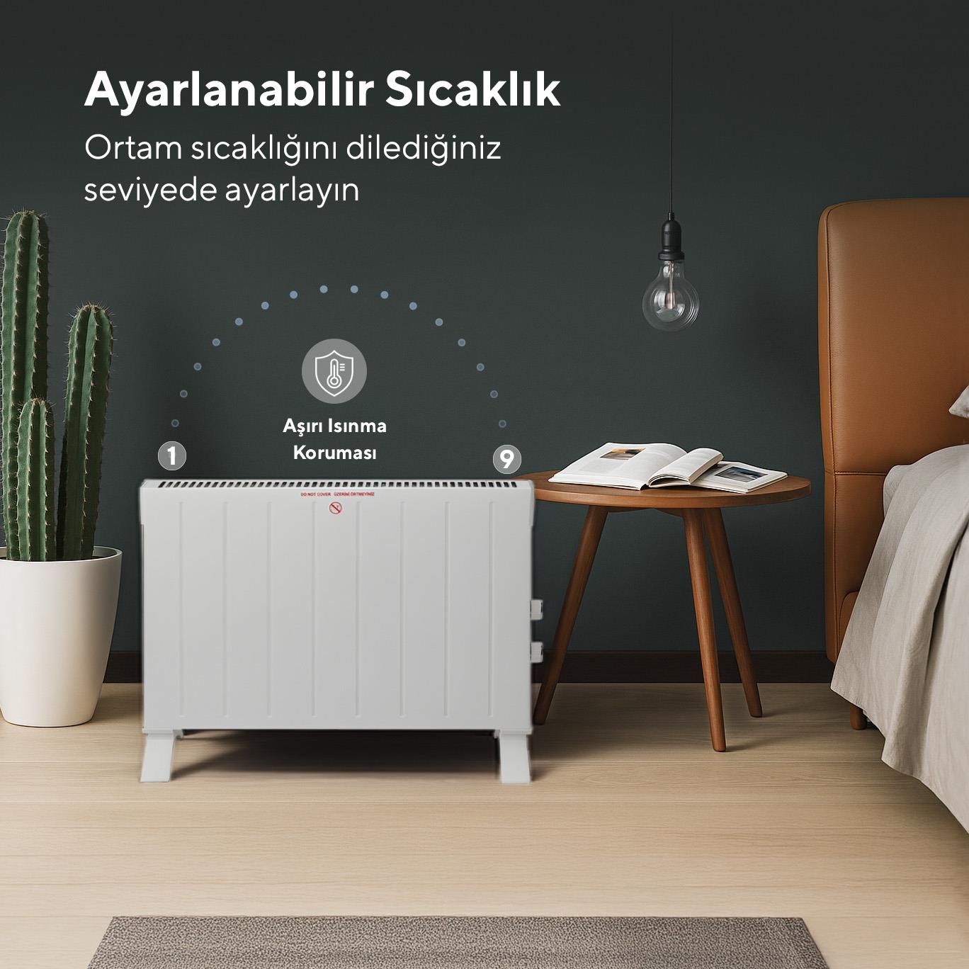 Kumtel Beyaz Konvektör Konveksiyonel Isıtıcı 2500W Hc-2947