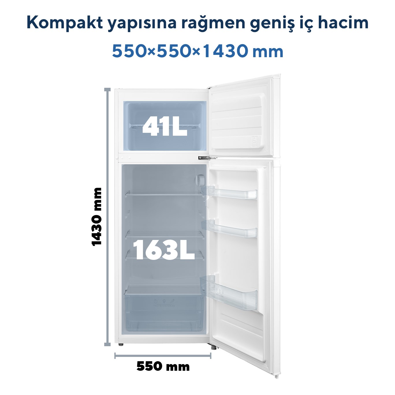 Kumtel Çift Kapılı Dijital Buzdolabı 204L HTMF-210