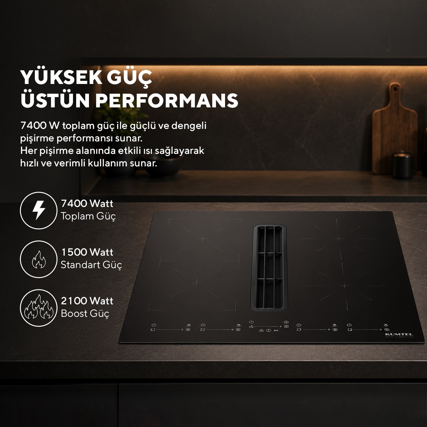 Kumtel Davlumbaz Entegreli İndüksiyon Ocak HFLOW-6074