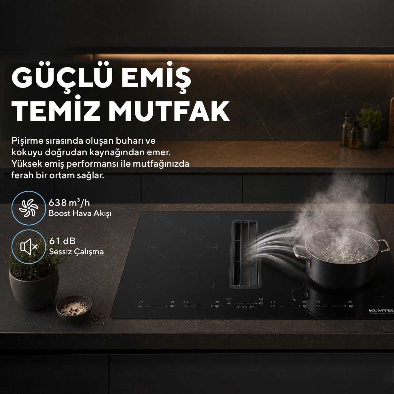 Kumtel Davlumbaz Entegreli İndüksiyon Ocak HFLOW-6074