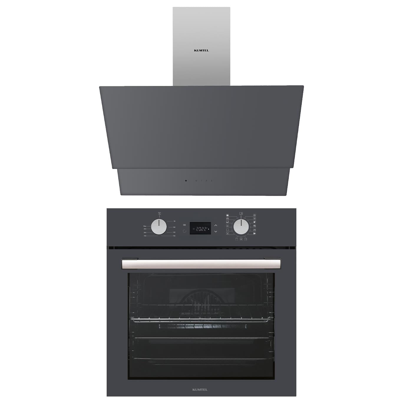 Kumtel Digital Plus 15 Programlı 2li Antrasit(Gri) Ankastre Set (Fırın-Davlumbaz)
