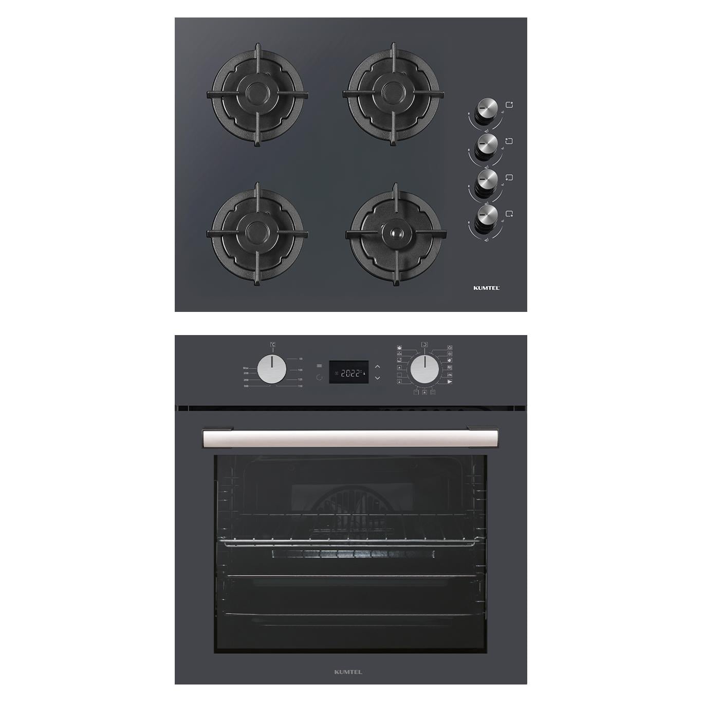 Kumtel Digital Plus 15 Programlı 2li Antrasit(Gri) Ankastre Set (Ocak-Fırın)