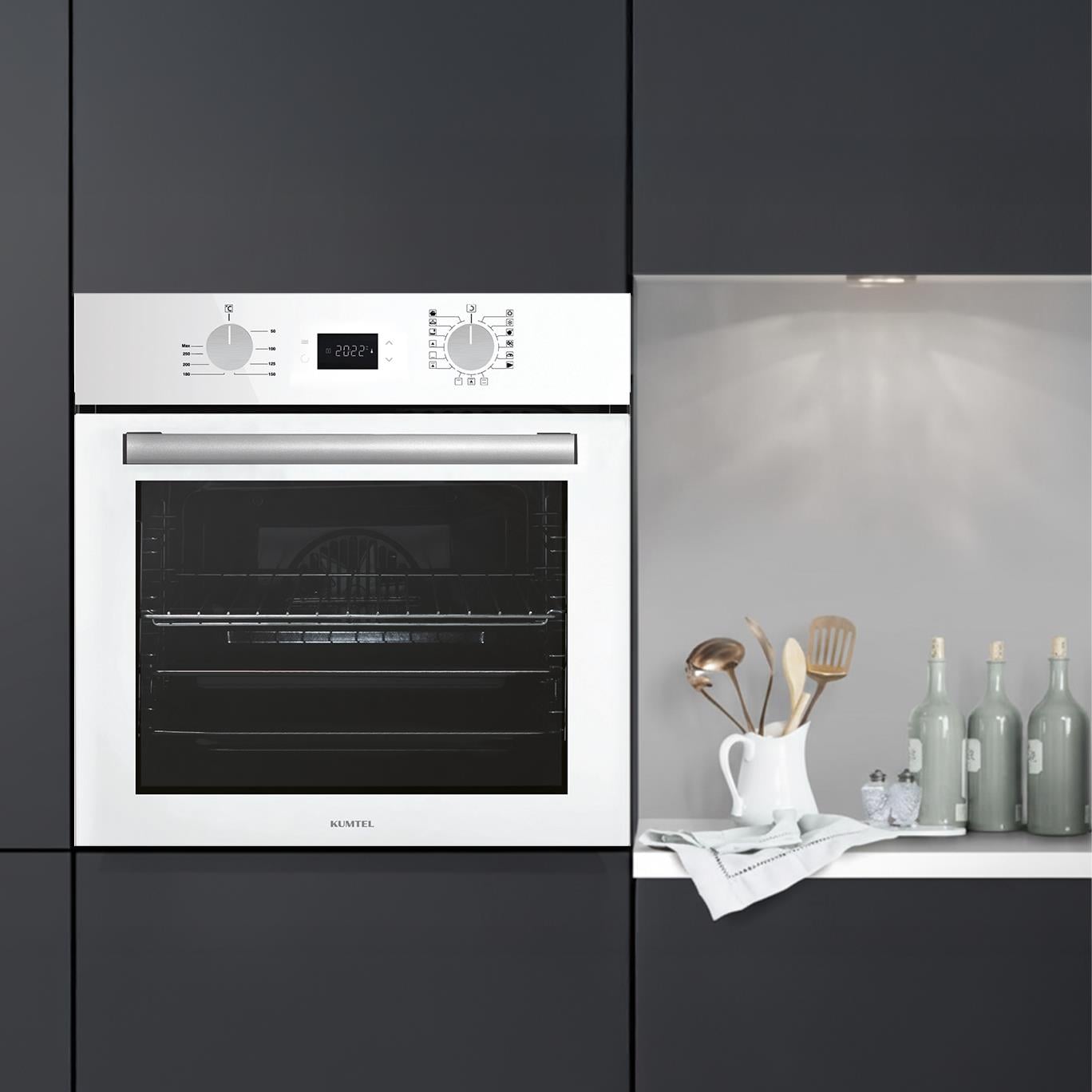 Kumtel Digital Plus Beyaz Ankastre Fırın 15 Prog. B66-SF3(DDT)