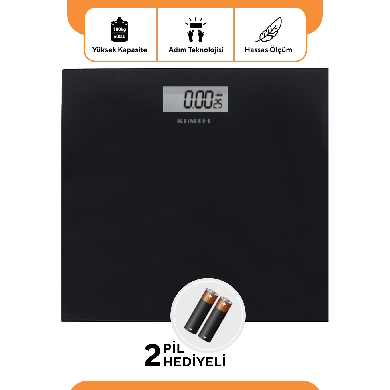Kumtel Dijital LCD Ekranlı Dijital Tartı - Cam Baskül HDB-03