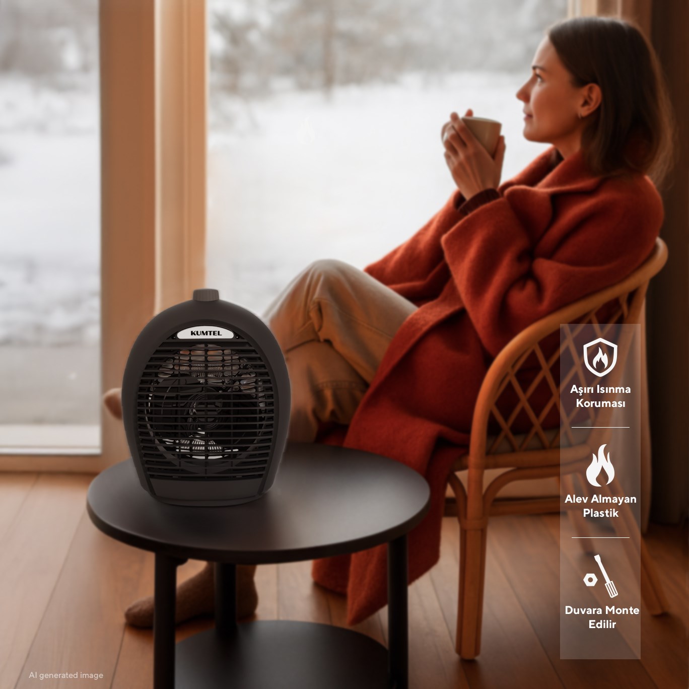 Kumtel Fanlı Isıtıcı 2000 W LX-6331 Füme