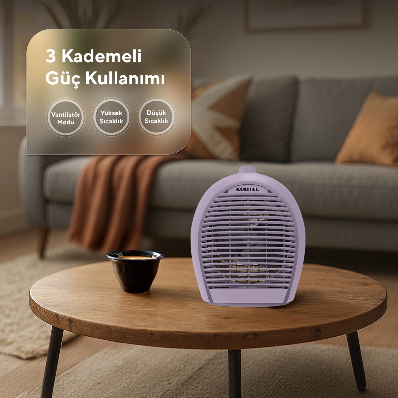 Kumtel Fanlı Isıtıcı 2000 W LX-6331 Lila