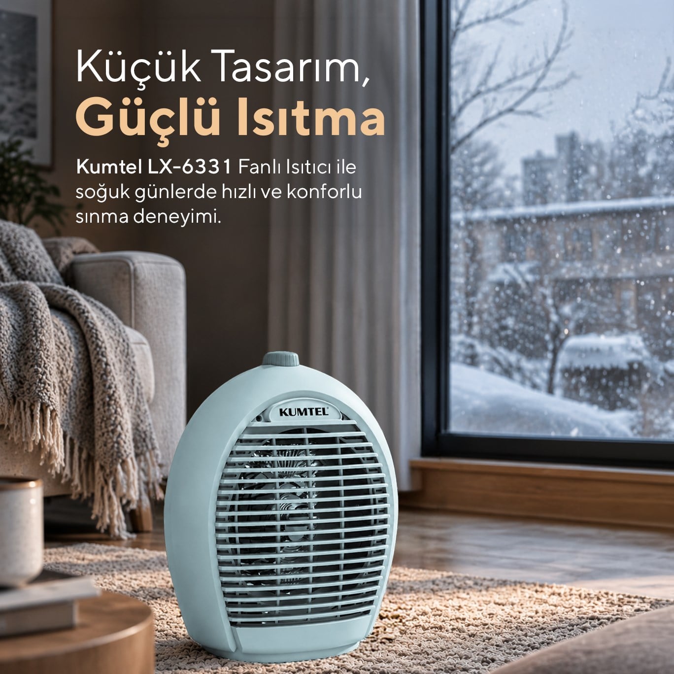 Kumtel Fanlı Isıtıcı 2000 W LX-6331 Mavi