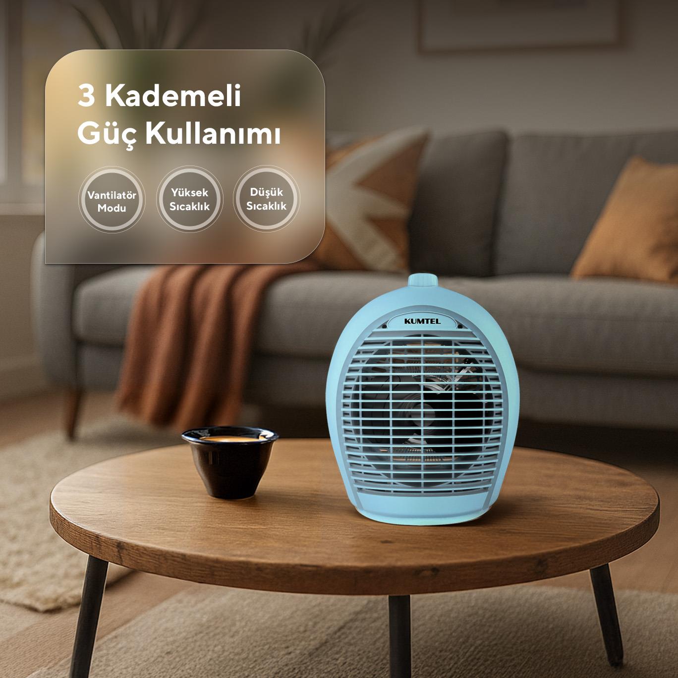 Kumtel Fanlı Isıtıcı 2000 W LX-6331 Mavi