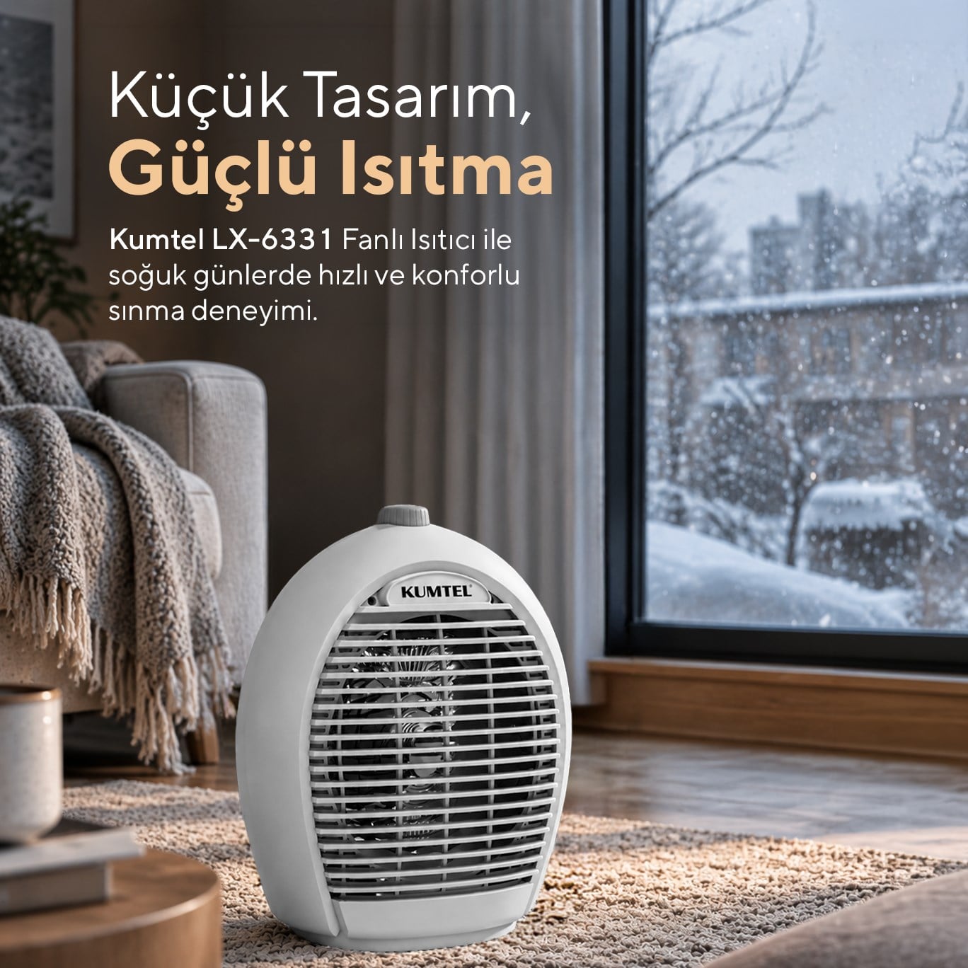 Kumtel Gri Fanlı Isıtıcı 2000 W LX-6331
