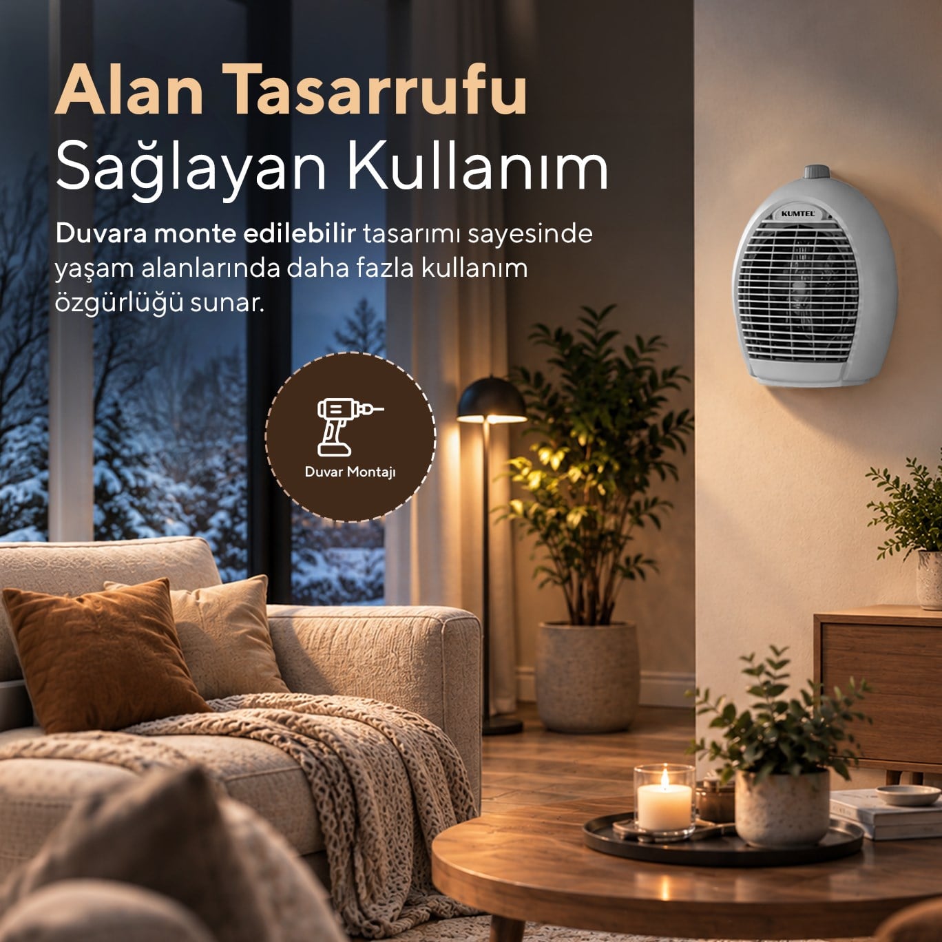 Kumtel Gri Fanlı Isıtıcı 2000 W LX-6331