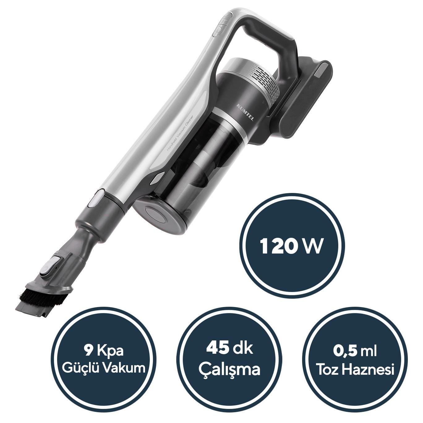 Kumtel Gri Kablosuz Şarjlı Dik Süpürge HVC-14