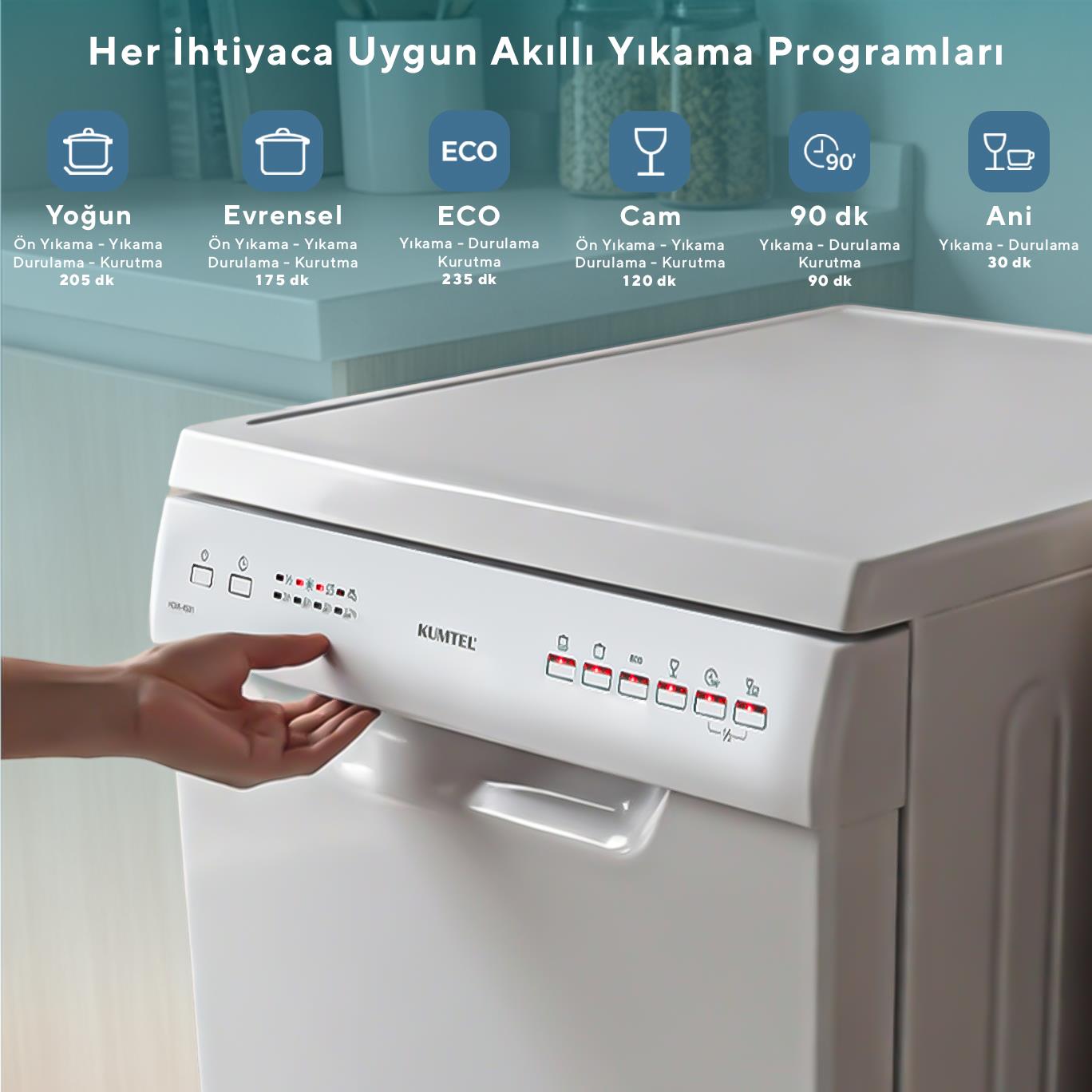 KUMTEL HDW-4501 6 Programlı 45 cm Solo Bulaşık Makinesi
