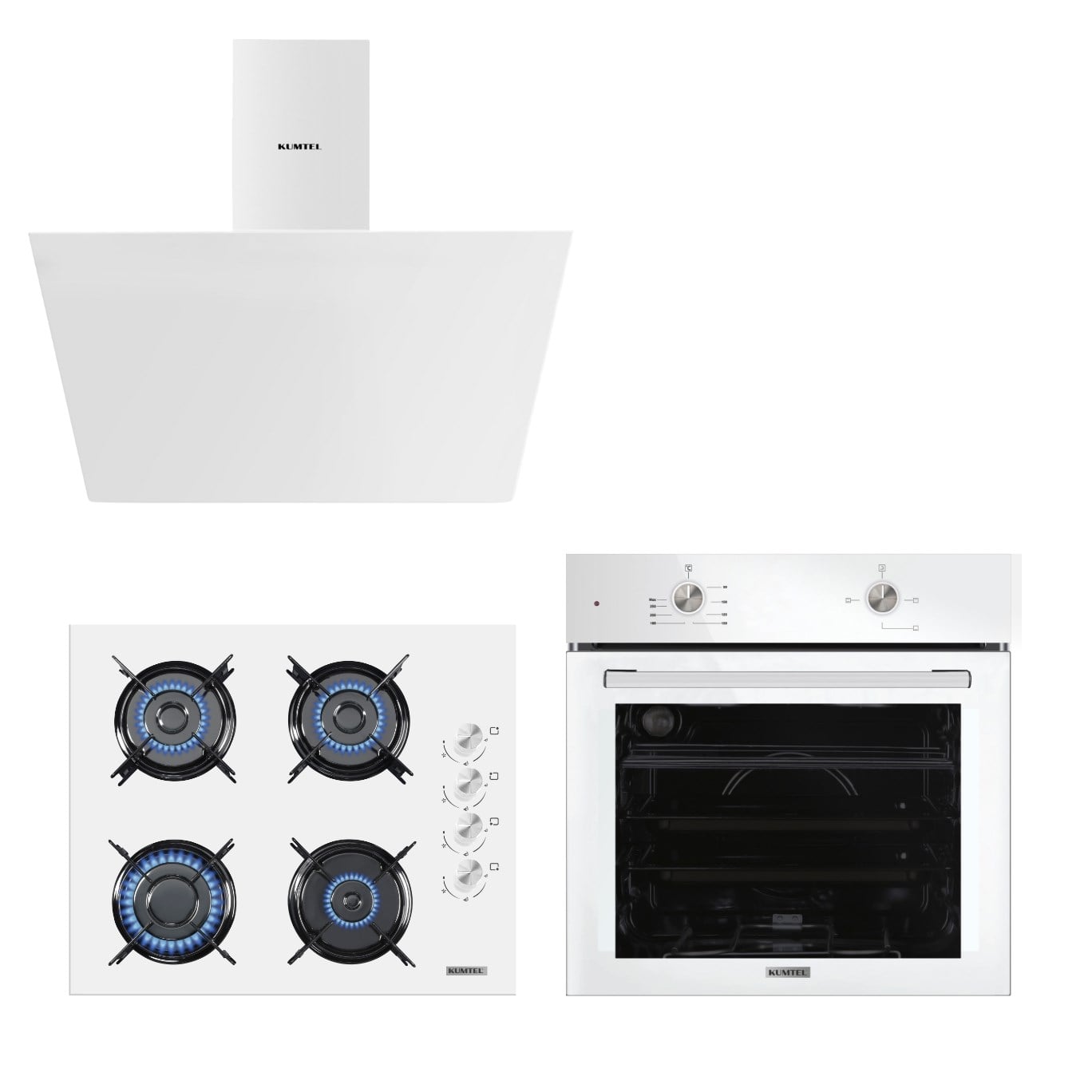 Kumtel Home Basic Beyaz Cam Ankastre Set