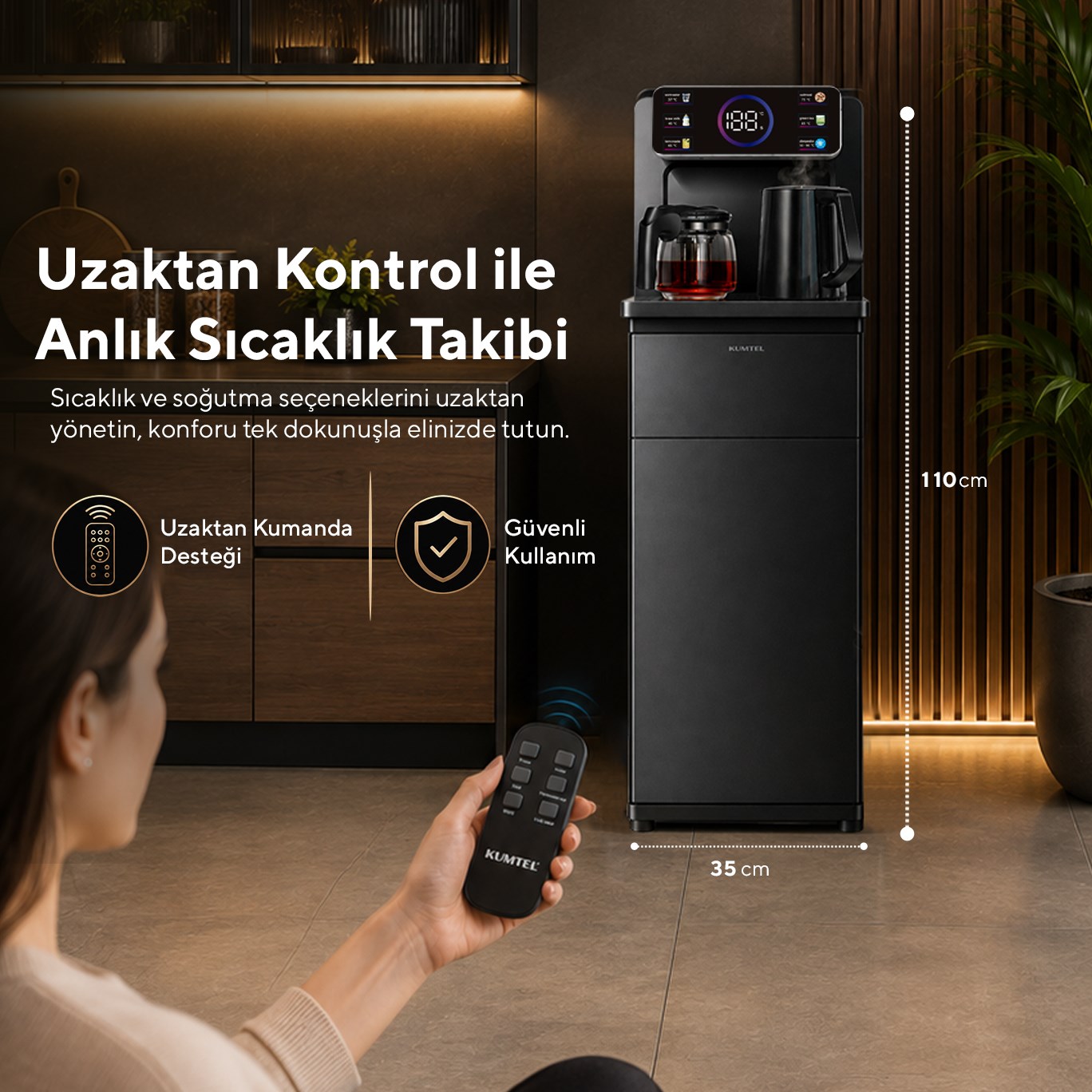 Kumtel HWDTB-02 Gizli Damacanalı Dijital Sıcak-Soğuk Su Sebili ve Otomatik Çay Makinesi