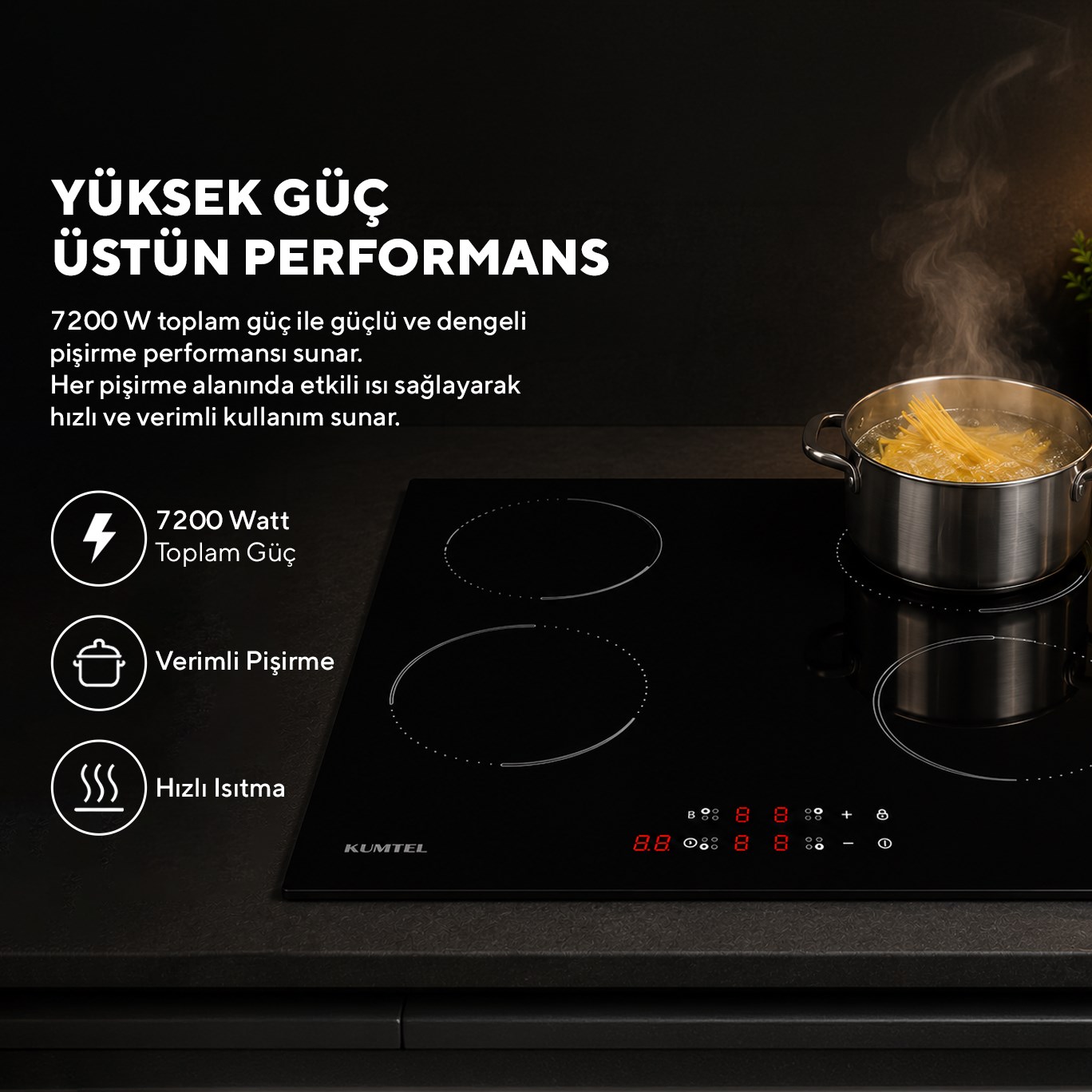 Kumtel İndüksiyonlu Cam Ankastre Ocak HI6-4TB
