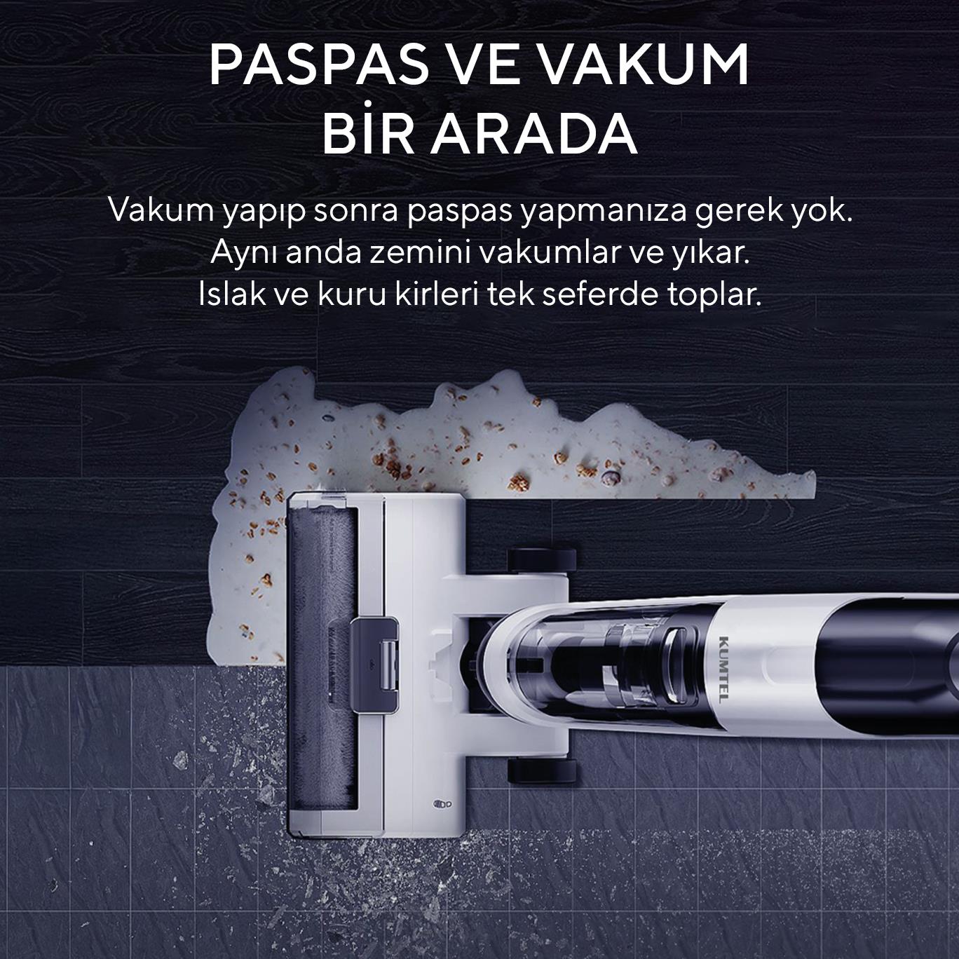 Kumtel Islak & Kuru Şarjlı Kablosuz Dikey Süpürge HWDVC-01