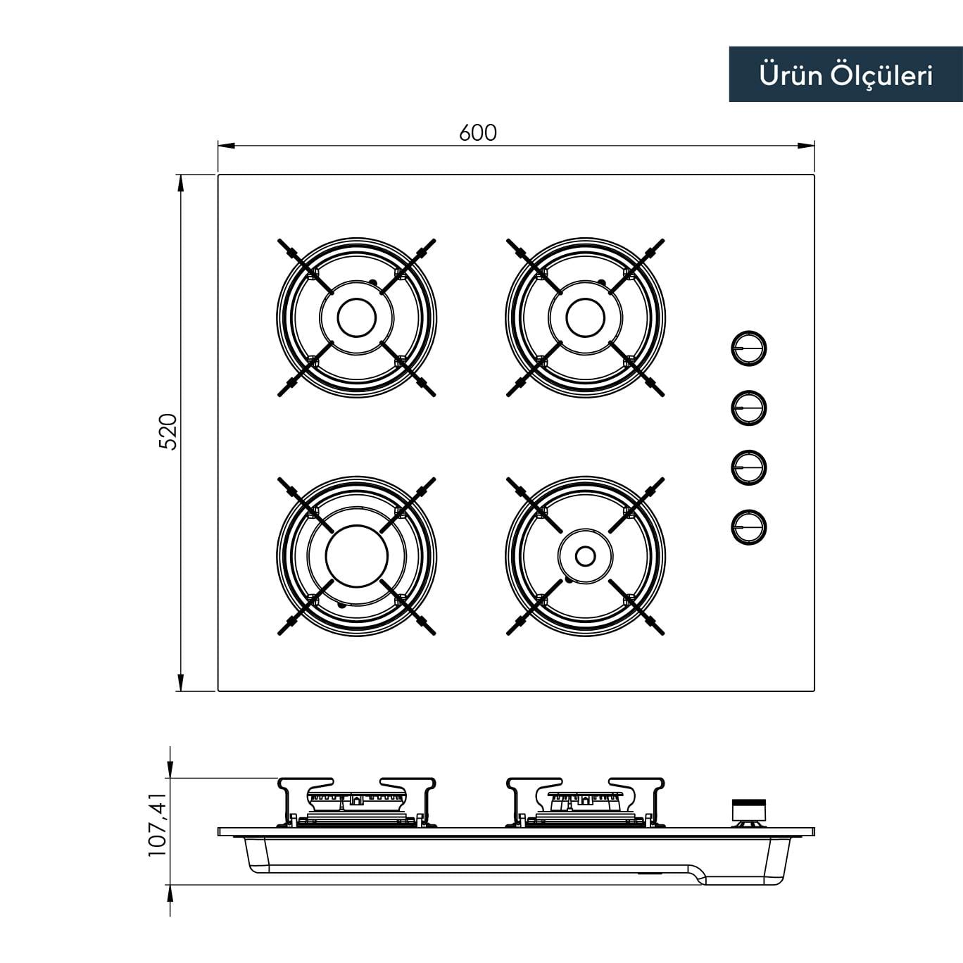 Kumtel Italian Design Cam Ankastre Ocak KO-40TAHDF