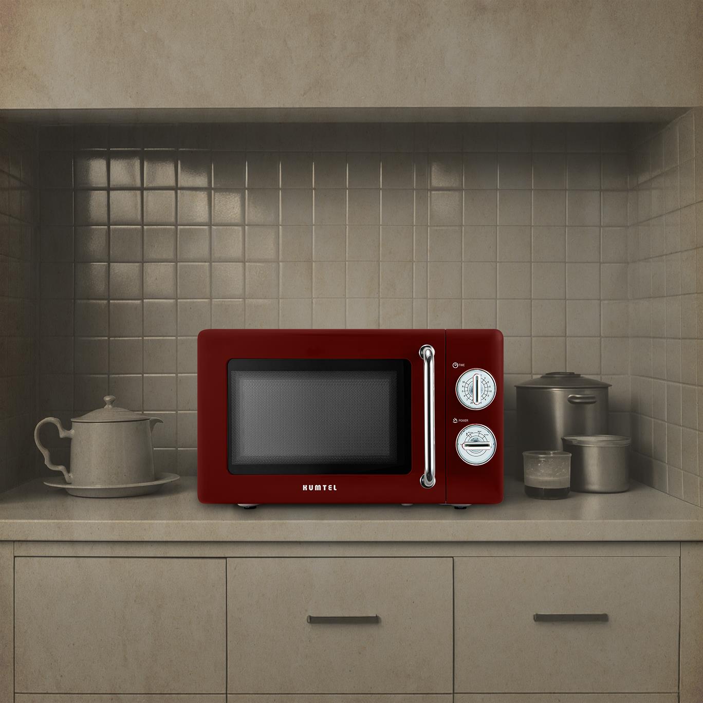 Kumtel Kırmızı Retro Mikrodalga Fırın 20L HM-08