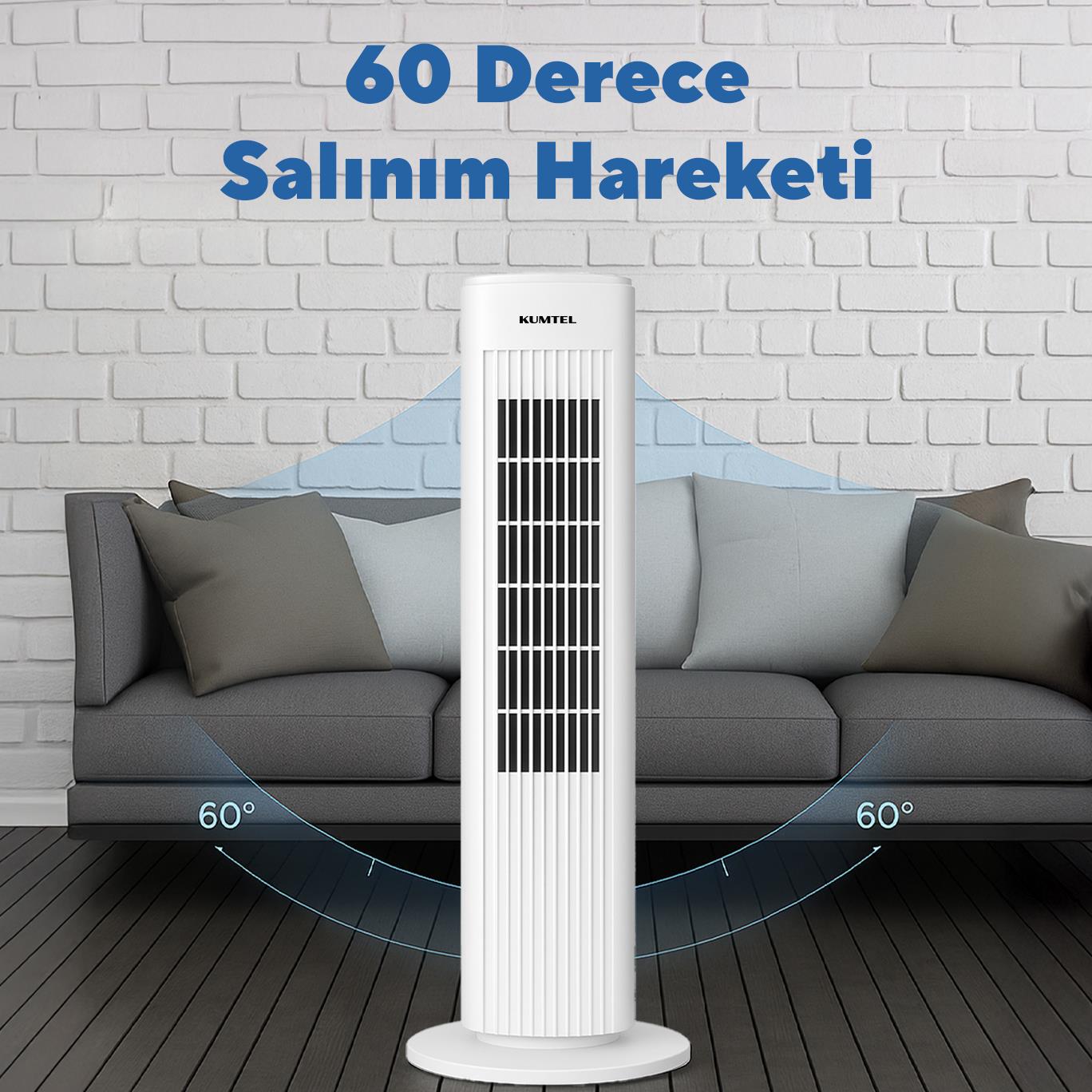 Kumtel KTF-258W Kule Tipi Vantilatör Beyaz