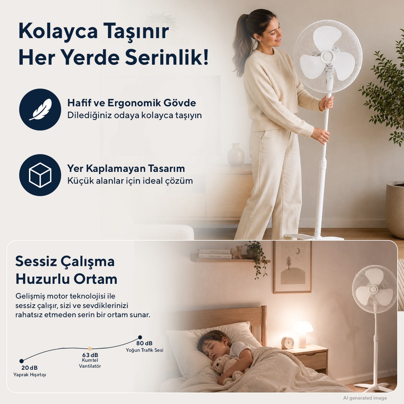 Kumtel KTF-290 Beyaz 16 İnç Ayaklı Vantilatör 40 W,3 Kanatlı, 3 Pervaneli, 120 cm Ayarlanabilir Yükseklik