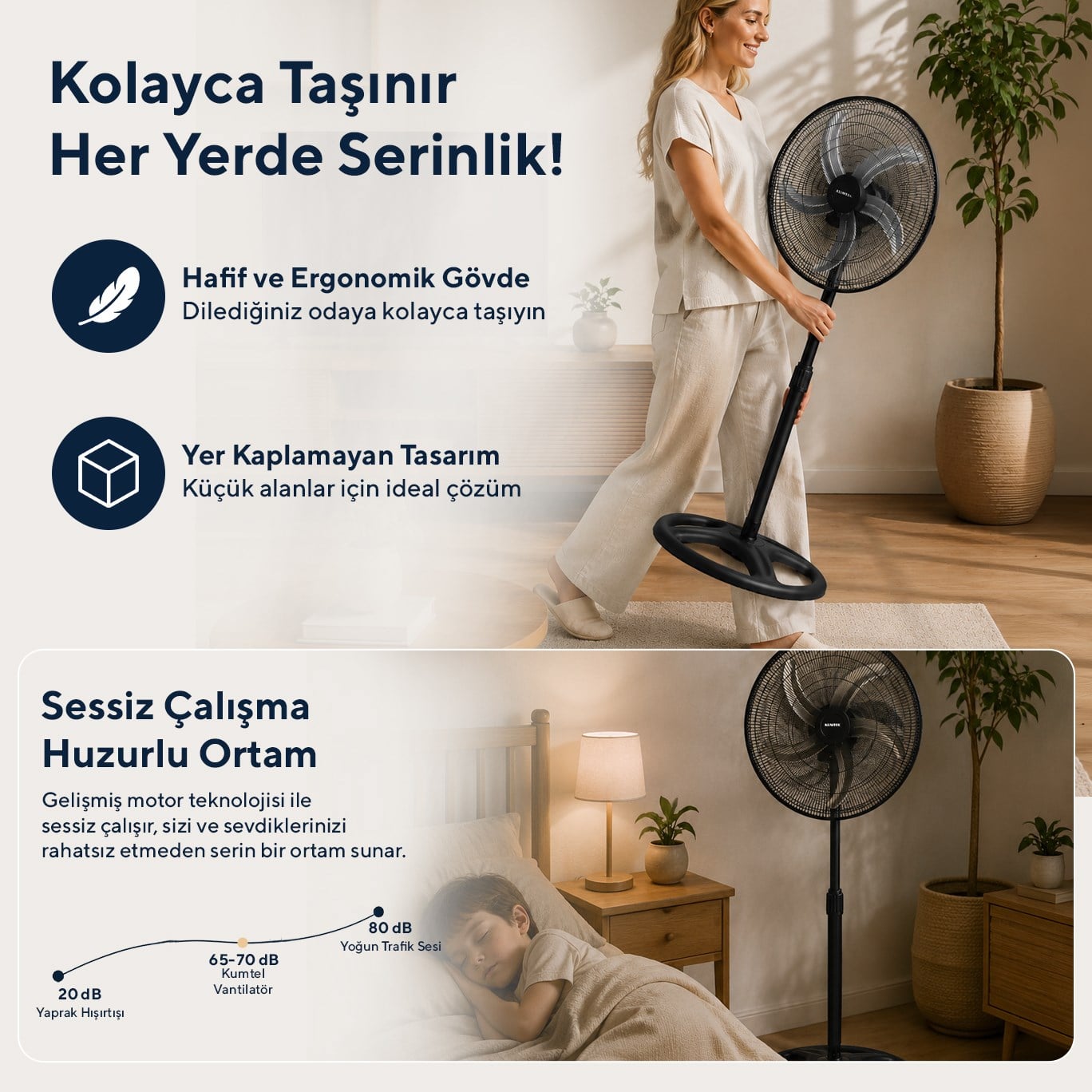 Kumtel KTF-340 Siyah 18 İnç Sanayi Tipi Vantilatör 3in1 60 W,5 Metal Pervaneli, 3 Kademeli, 132 cm Ayarlanabilir Yükseklik