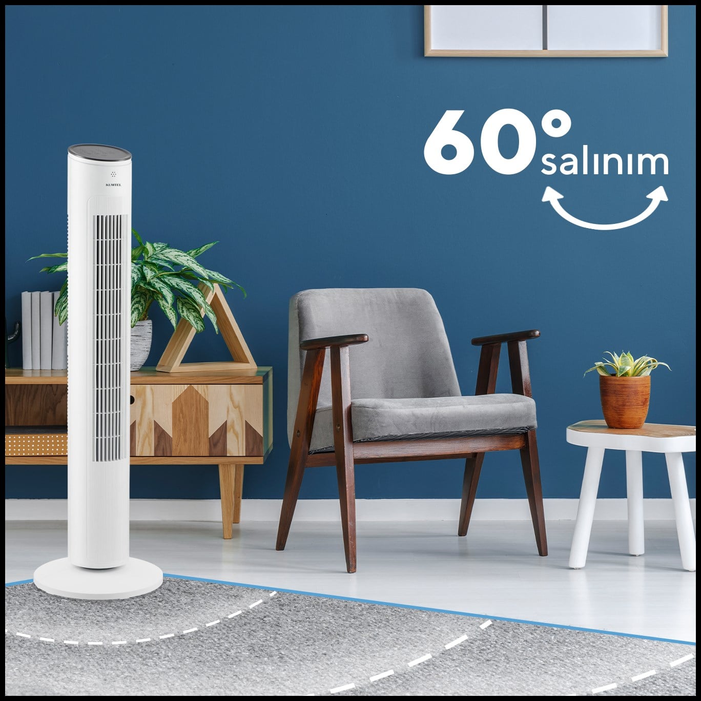 Kumtel KTF-360 Kule Tipi Vantilatör Beyaz