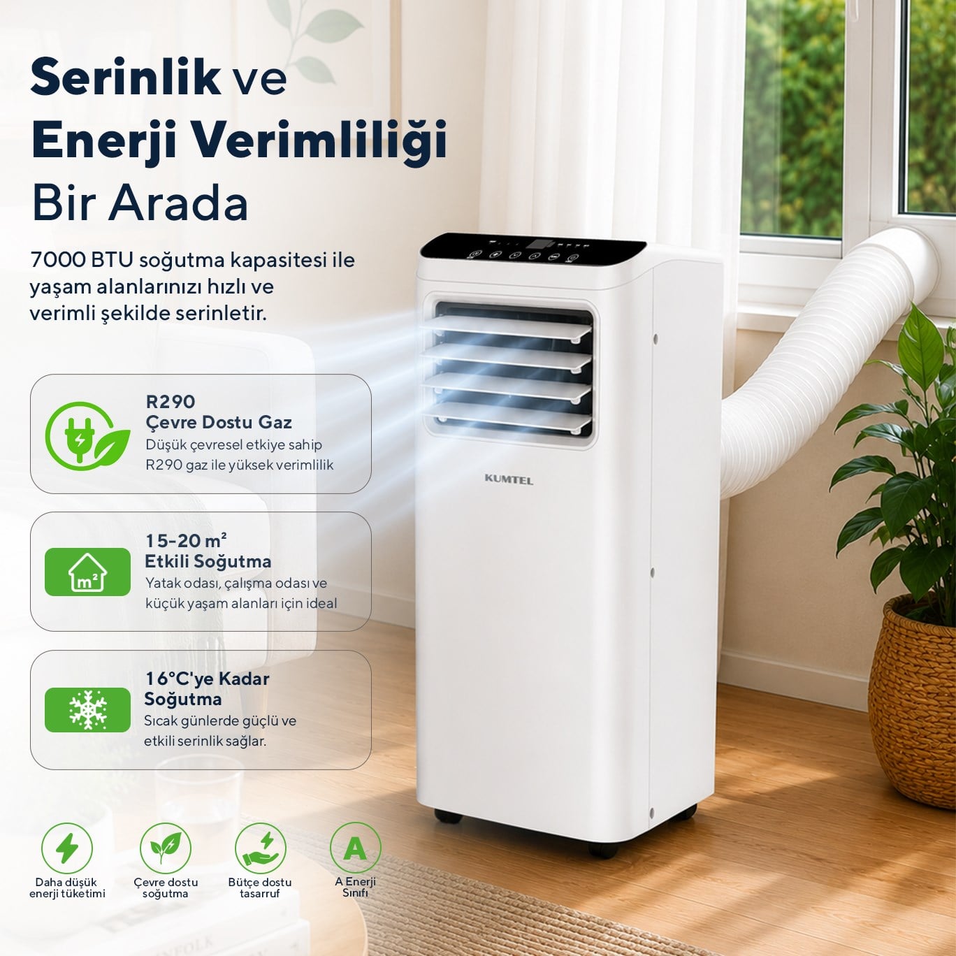 Kumtel Kusunoki KMPAC-7 7.000 Btu Taşınabilir Portatif Klima