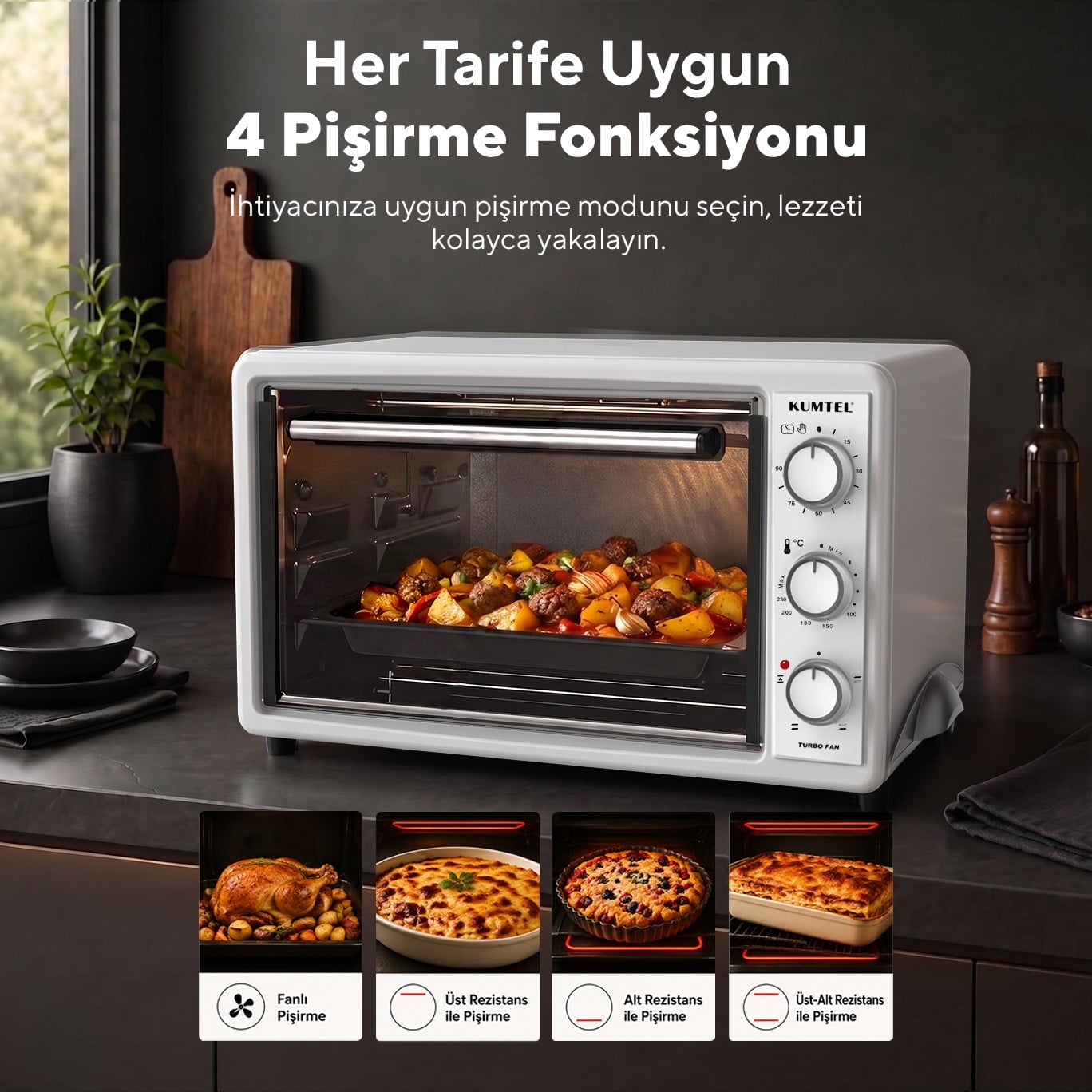Kumtel LX-3575 45 Litre Beyaz Turbo Mini Fırın