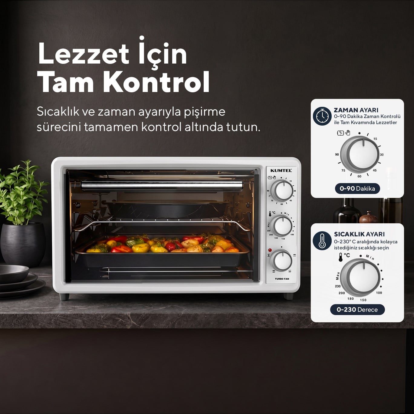 Kumtel LX-3575 45 Litre Beyaz Turbo Mini Fırın
