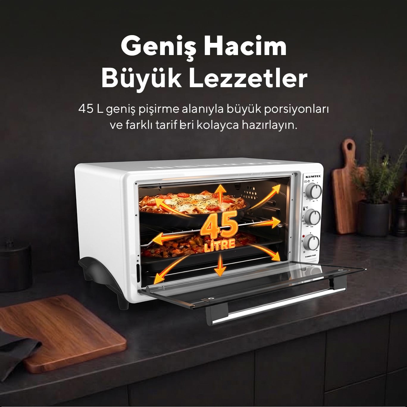 Kumtel LX-3575 45 Litre Beyaz Turbo Mini Fırın