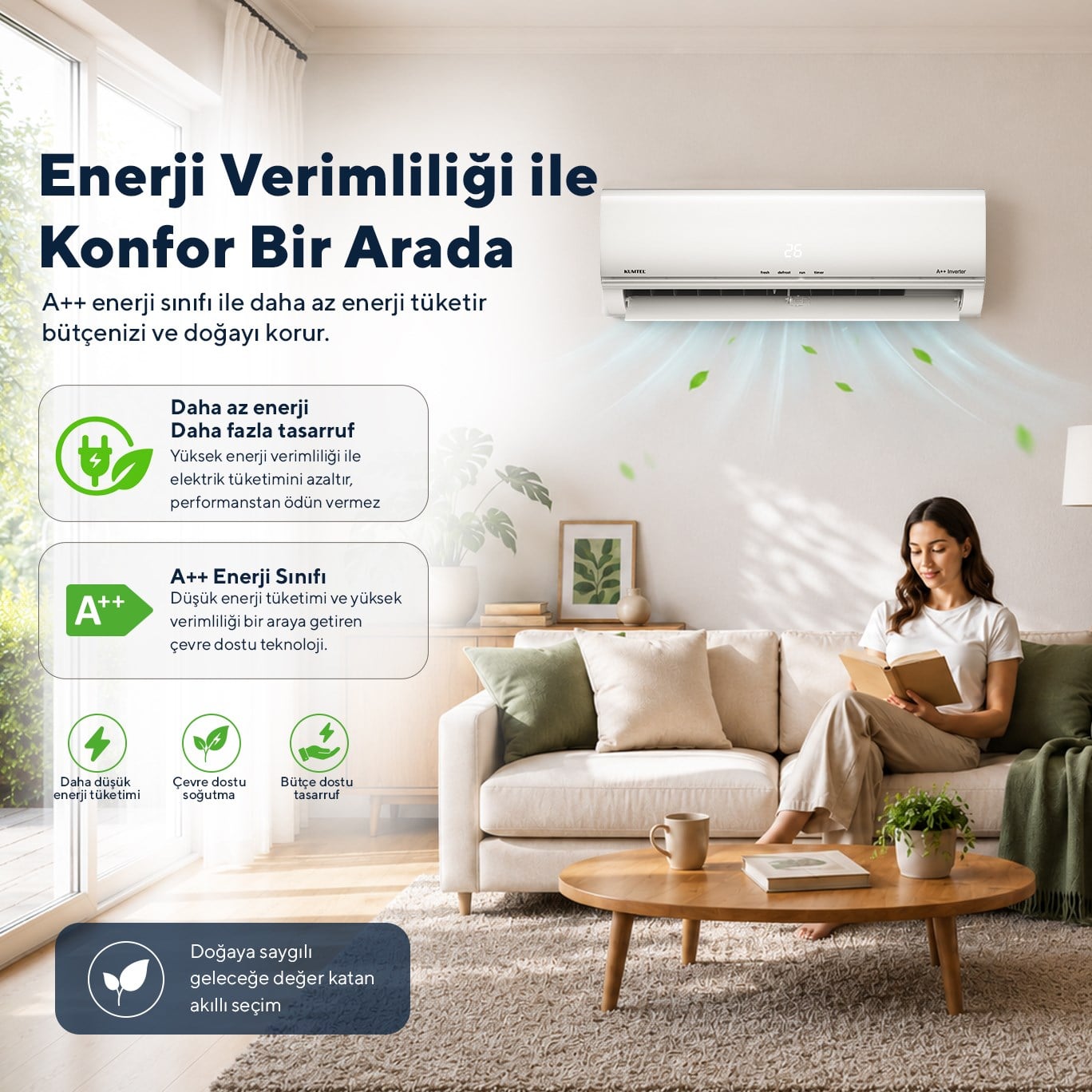 Kumtel Matsu KMSAC-12 12.000 Btu A++ Inverter Duvar Tipi Split Klima (Montaj Dahil)