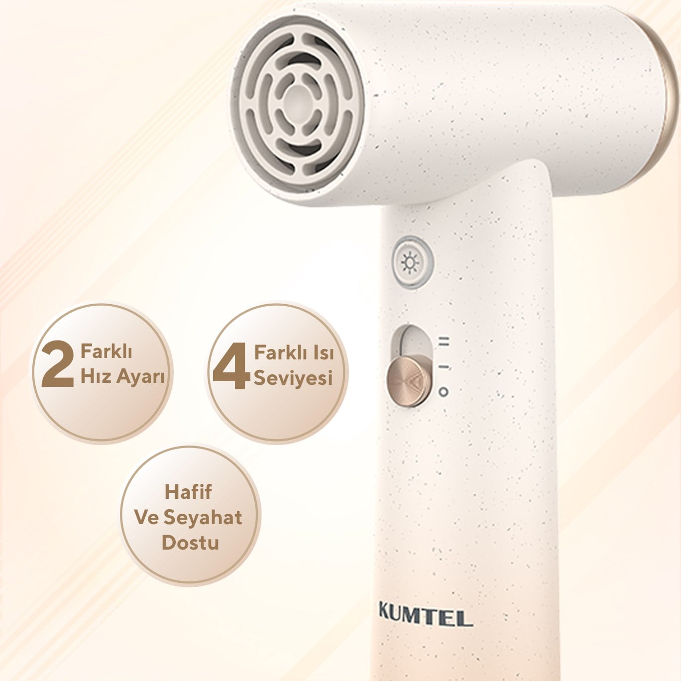 Kumtel Mini Saç Kurutma Makinesi Bej HHD-07