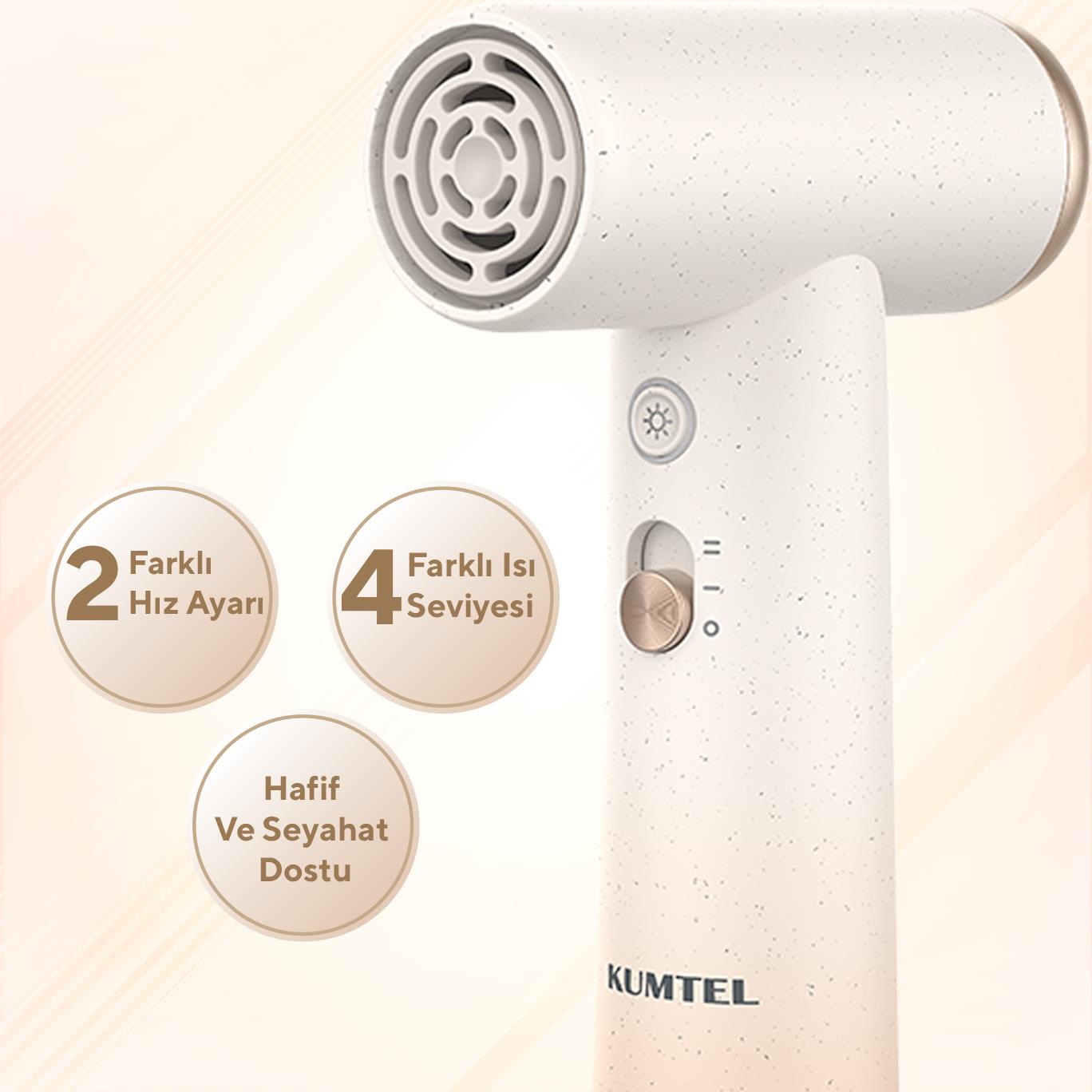 Kumtel Mini Saç Kurutma Makinesi Bej HHD-07