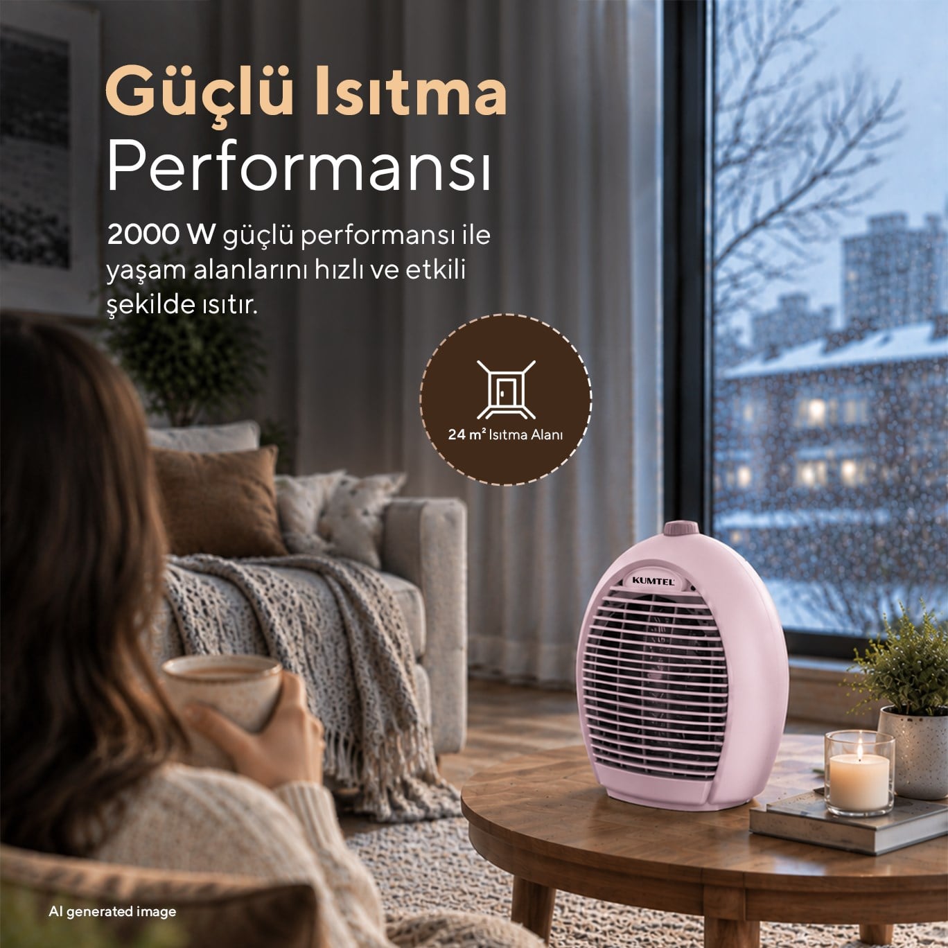 Kumtel Pembe Fanlı Isıtıcı 2000 W LX-6331