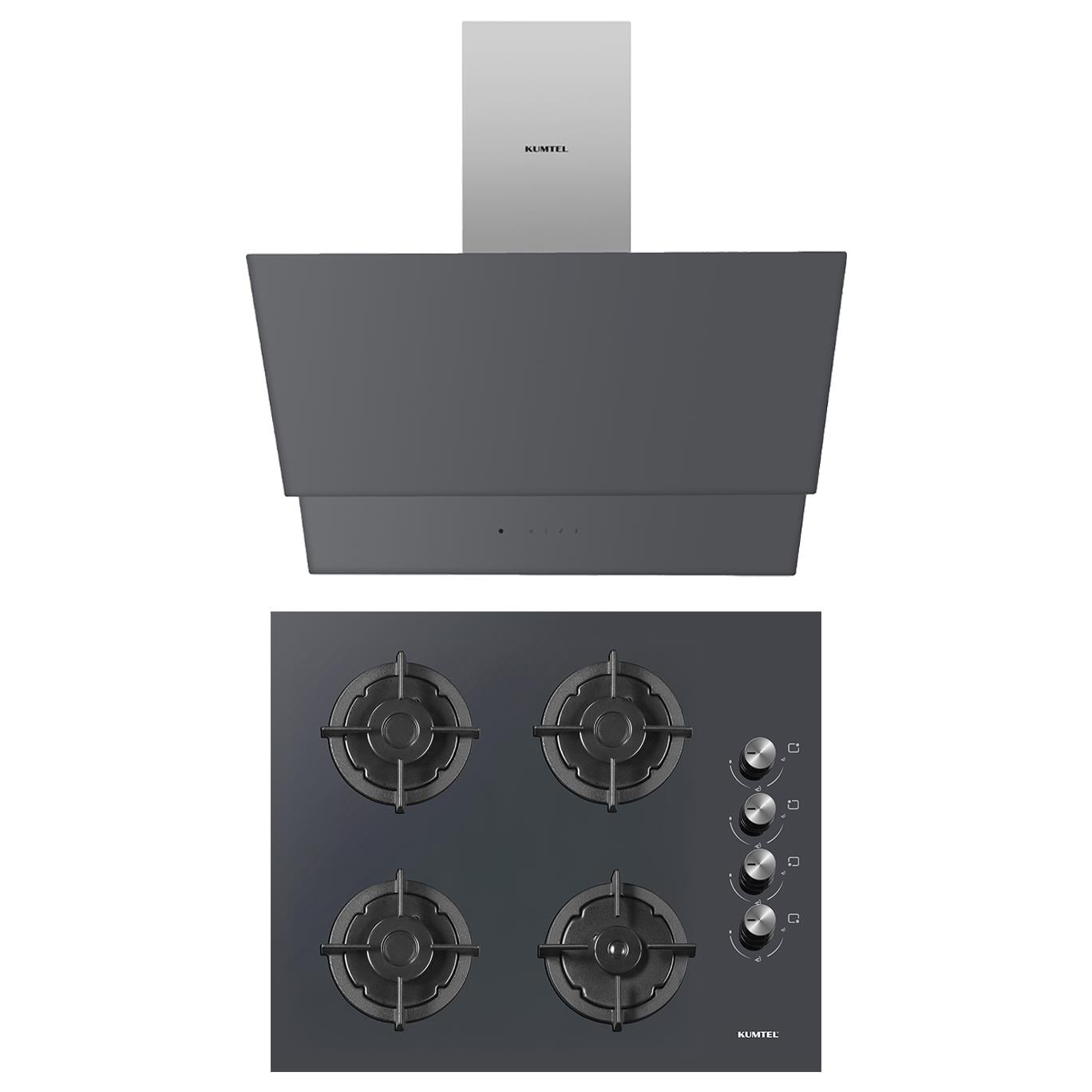 Kumtel Plus 2li Antrasit(Gri) Ankastre Set (Ocak-Davlumbaz)