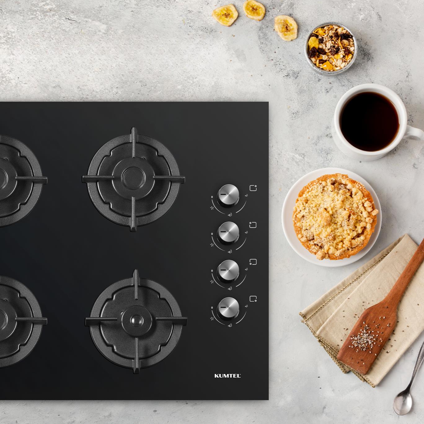 Kumtel Plus Siyah Cam Ankastre Ocak KO-40 TAHDF