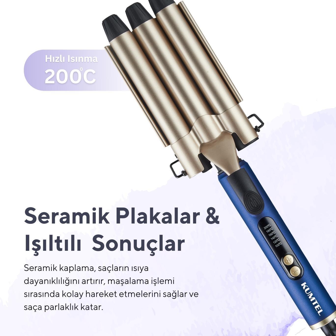 Kumtel Profesyonel Seramik Wag Su Dalgası Saç Maşası HHC-03