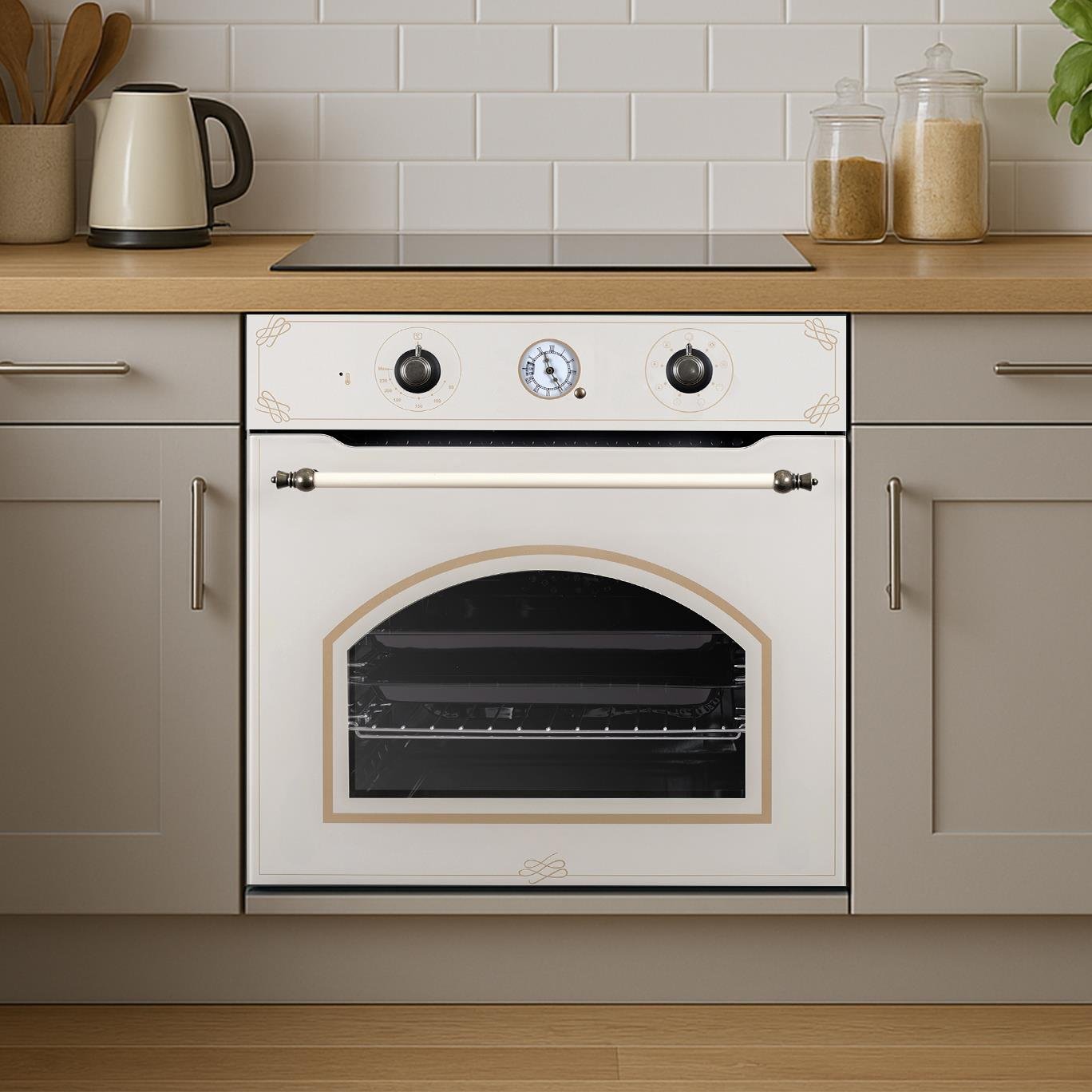 Kumtel Rustik Bej Cam Ankastre Fırın 8 Prog. B66-SF3(AT)