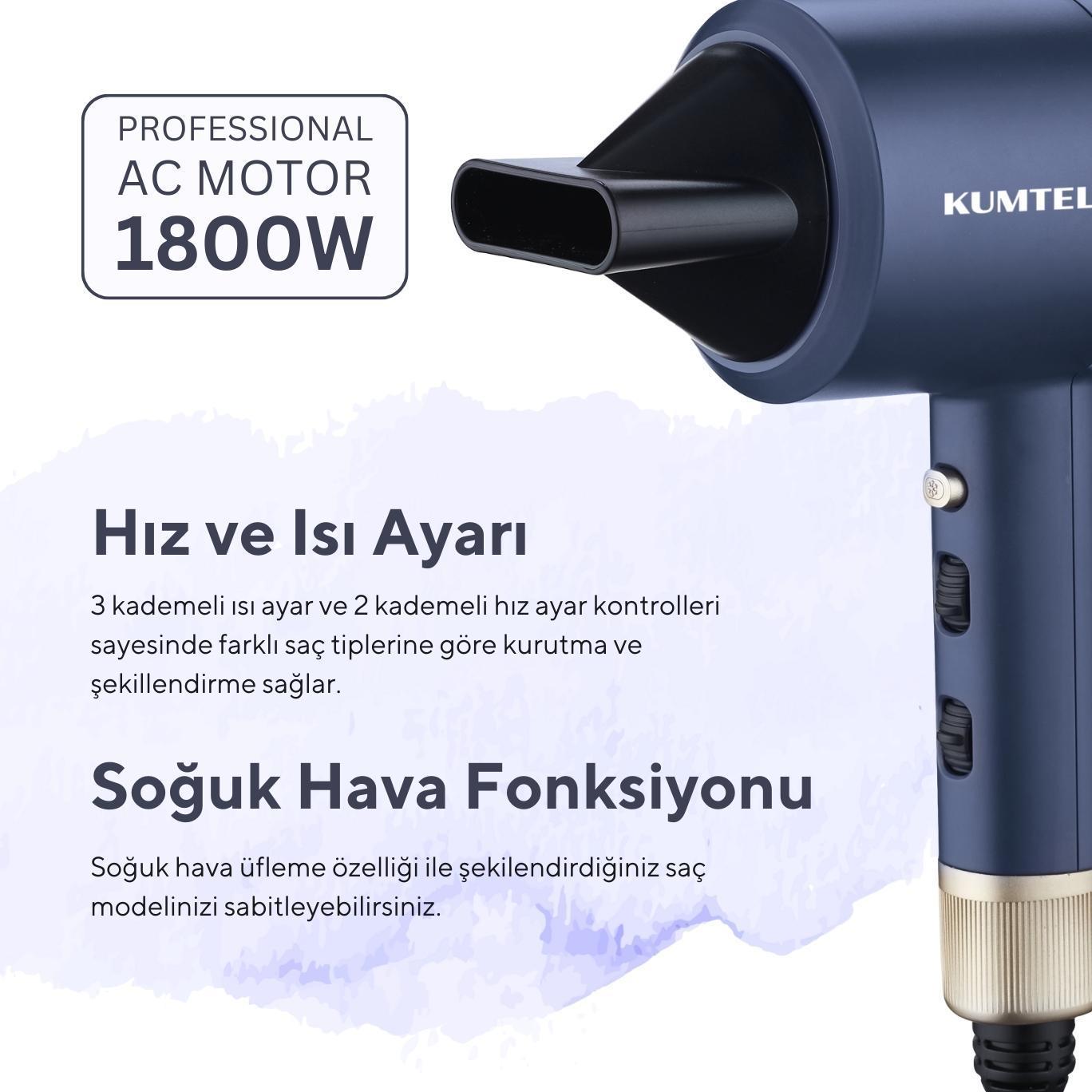 Kumtel Saç Kurutma Makinesi 1800W HHD-02