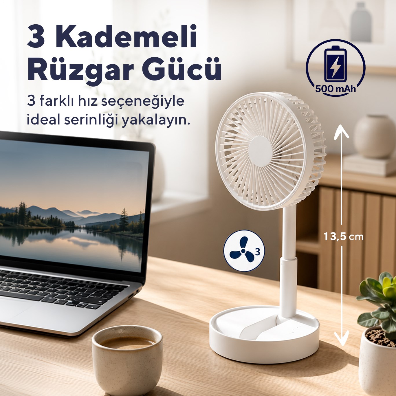 Kumtel Şarj Edilebilir Masa ve El Fanı KUF-106