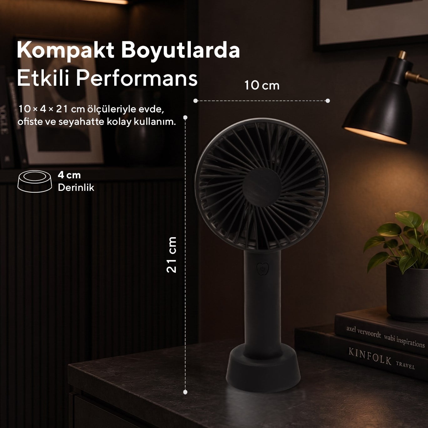 Kumtel Şarj Edilebilir Mini El Vantilatörü | Type-C Şarjlı | 3 Kademeli | 400 mAh HFF-02C